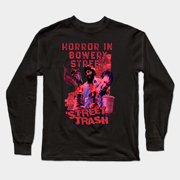 Horror In Bowery Street (Version 2) Long Sleeve T-Shirt by The Dark Vestiary